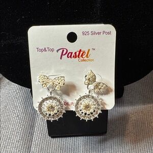 Silver and Gold Bow Earrings